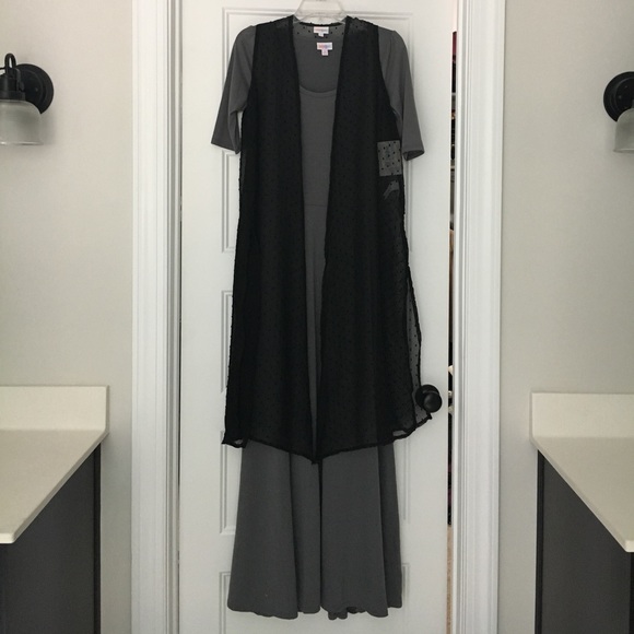 SOLD NWT Lularoe Joy BLACK Swiss dot duster vest - Picture 4 of 6