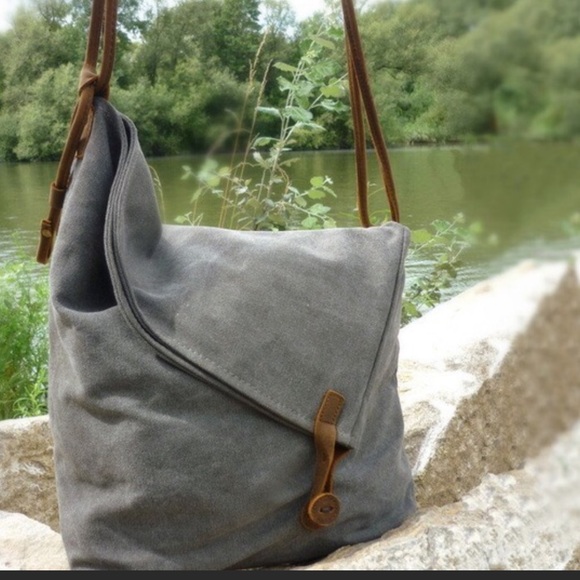LAST Gray Canvas and Leather Bags - NWT - Picture 2 of 5