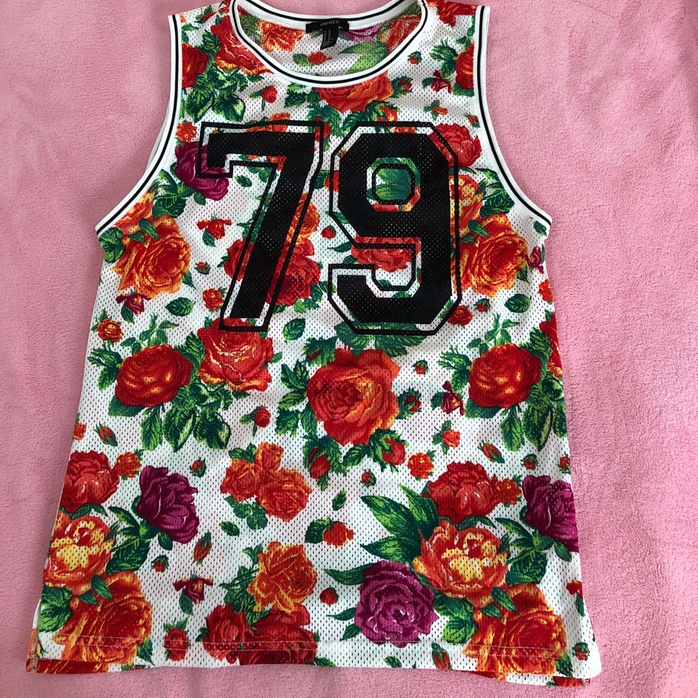 FLORAL PRINT JERSEY TOP