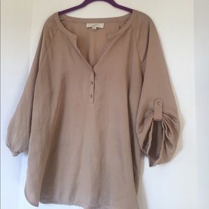Loft Tan 3 button Blouse