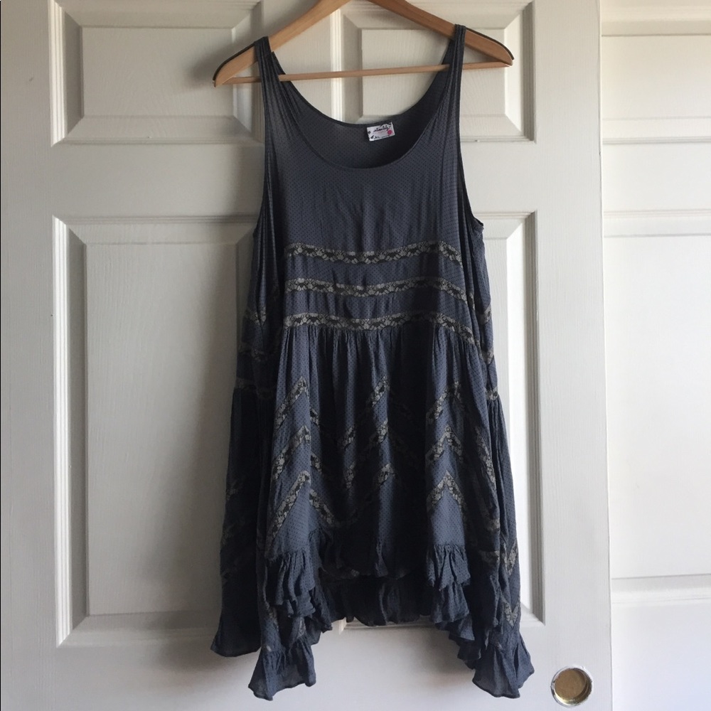 Navy/Slate Free People Voile & Lace Slip Dress