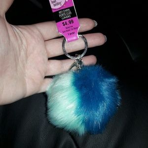 Brand New blue puff ball keychain
