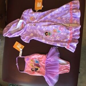 Disney princesses bathing suit and coverup size 4T