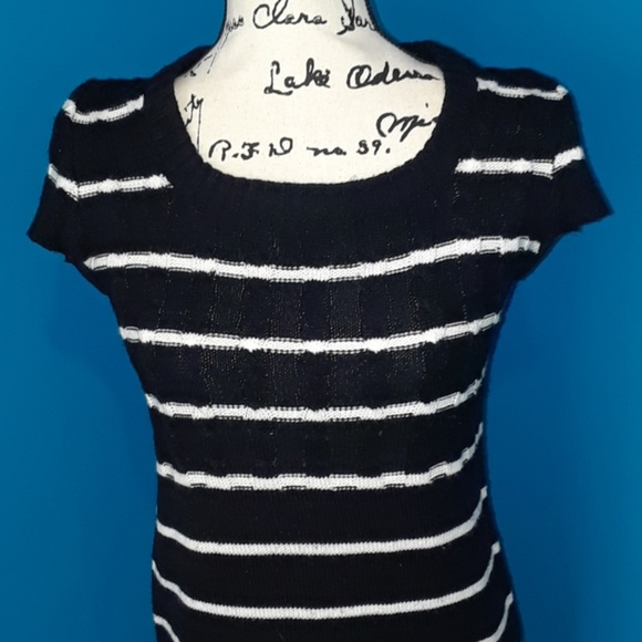 5/25  Ambience Apparel B&W Stripe Sweater Dress - Picture 3 of 7