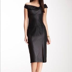 Black Halo Off Shoulder Waxed Jackie Sheath Dress
