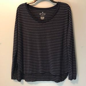 American Eagle Navy Striped Top