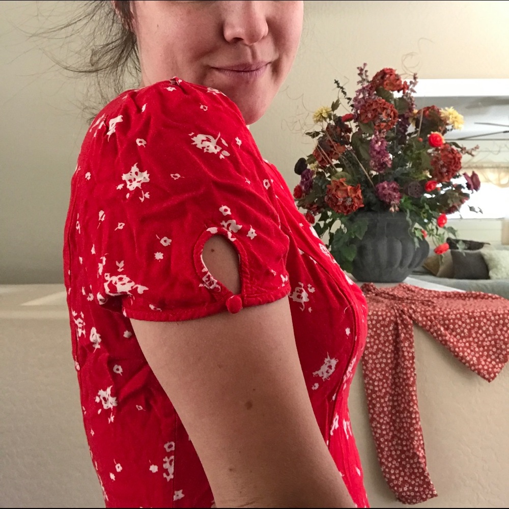 UO Red Floral Dress