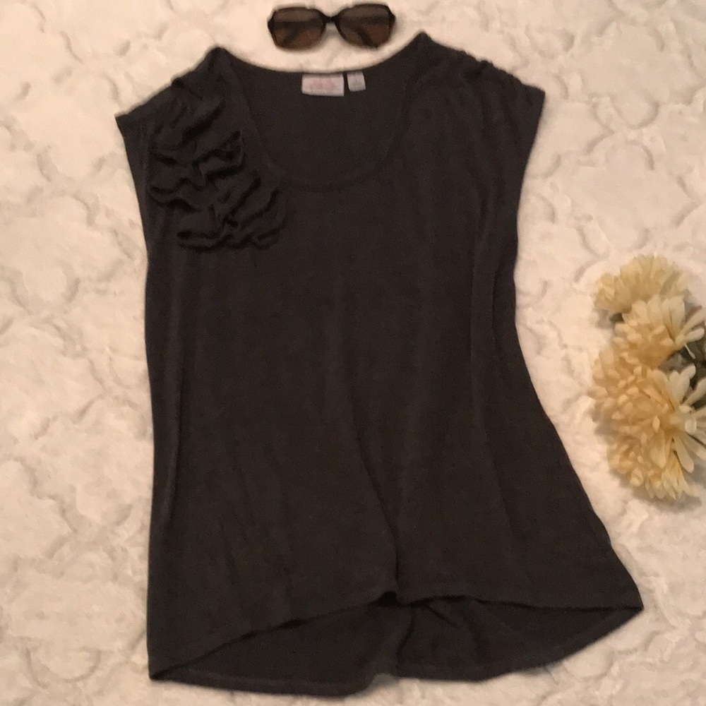 Grey Top with Shoulder Detail