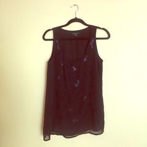 Black Flowy Blouse with Beading Detail