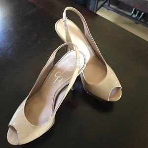 6” Jessica Simpson Patent Leather Peep Toe Pumps