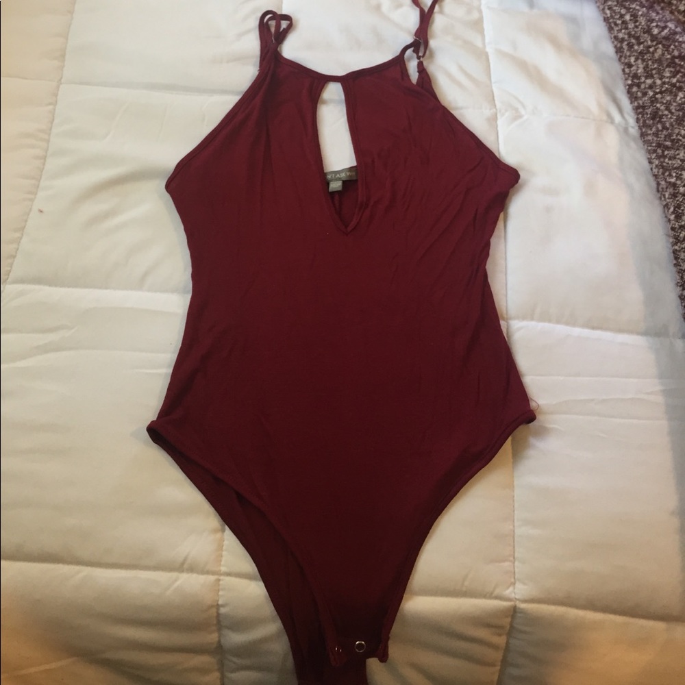 "Don't Ask Why" American Eagle maroon body suit