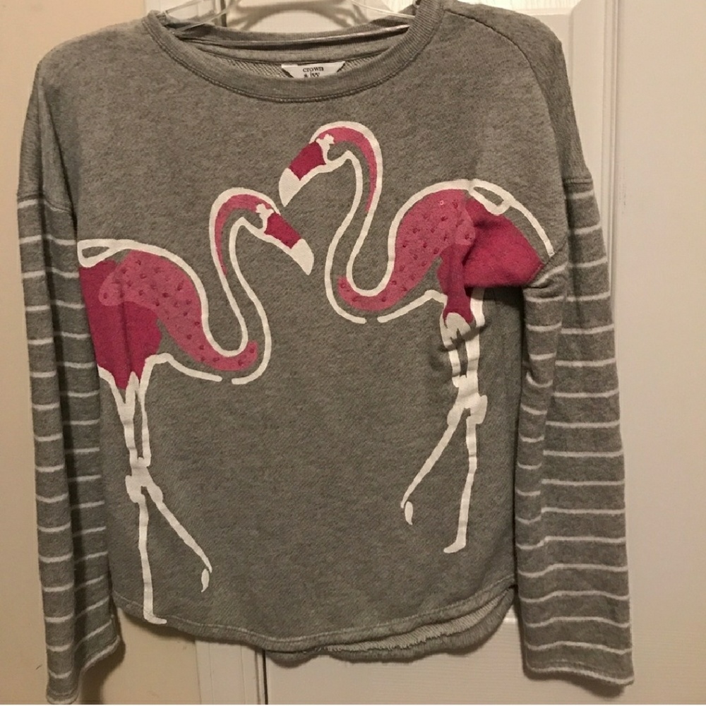 Pink flamingo Gray Beach sweater