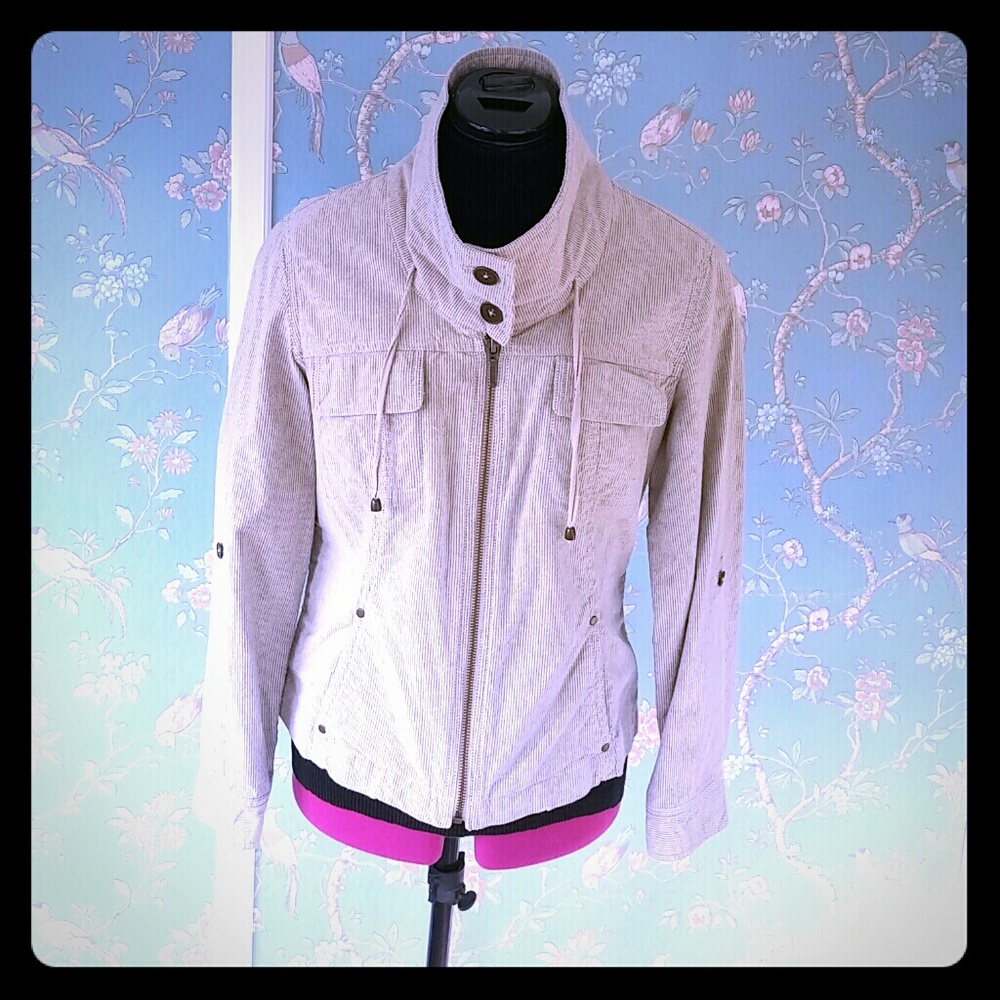Coldwater Creek Zip Front Utility Jacket Convertible Collar, Sleeves  Gray 6P