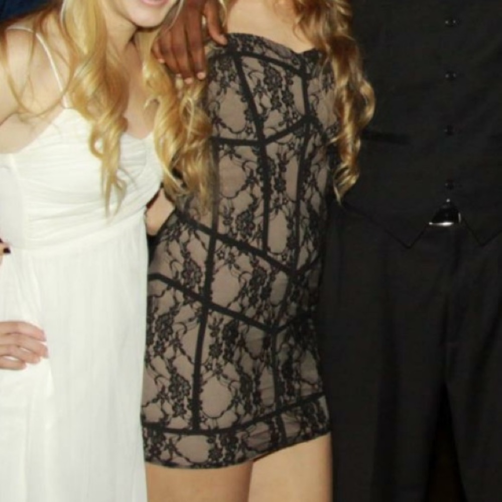 Black and brown lace mini dress
