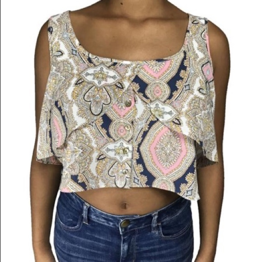 BCBG Printed Crop Tank Top