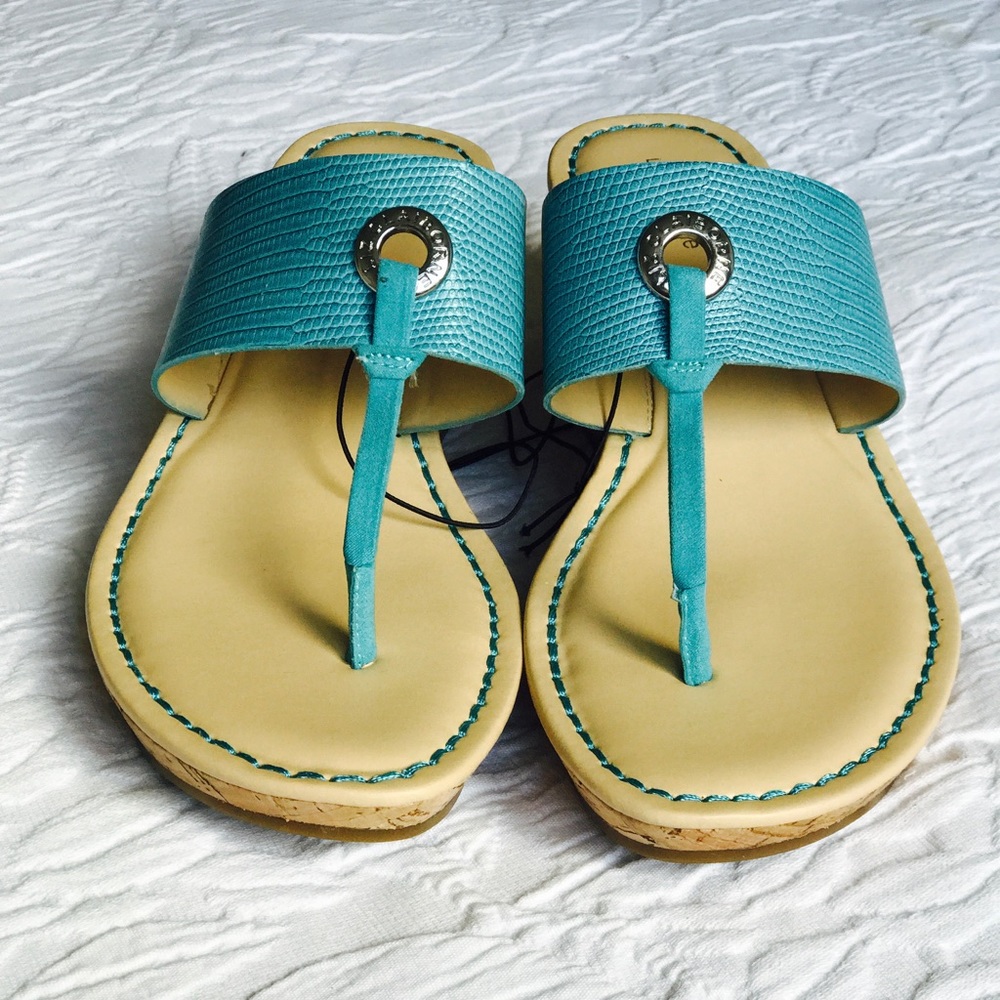 Super Cute Turquoise Cork Wedge Sandals