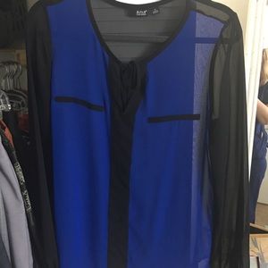 Bright Blue and Black blouse by A.n.a.