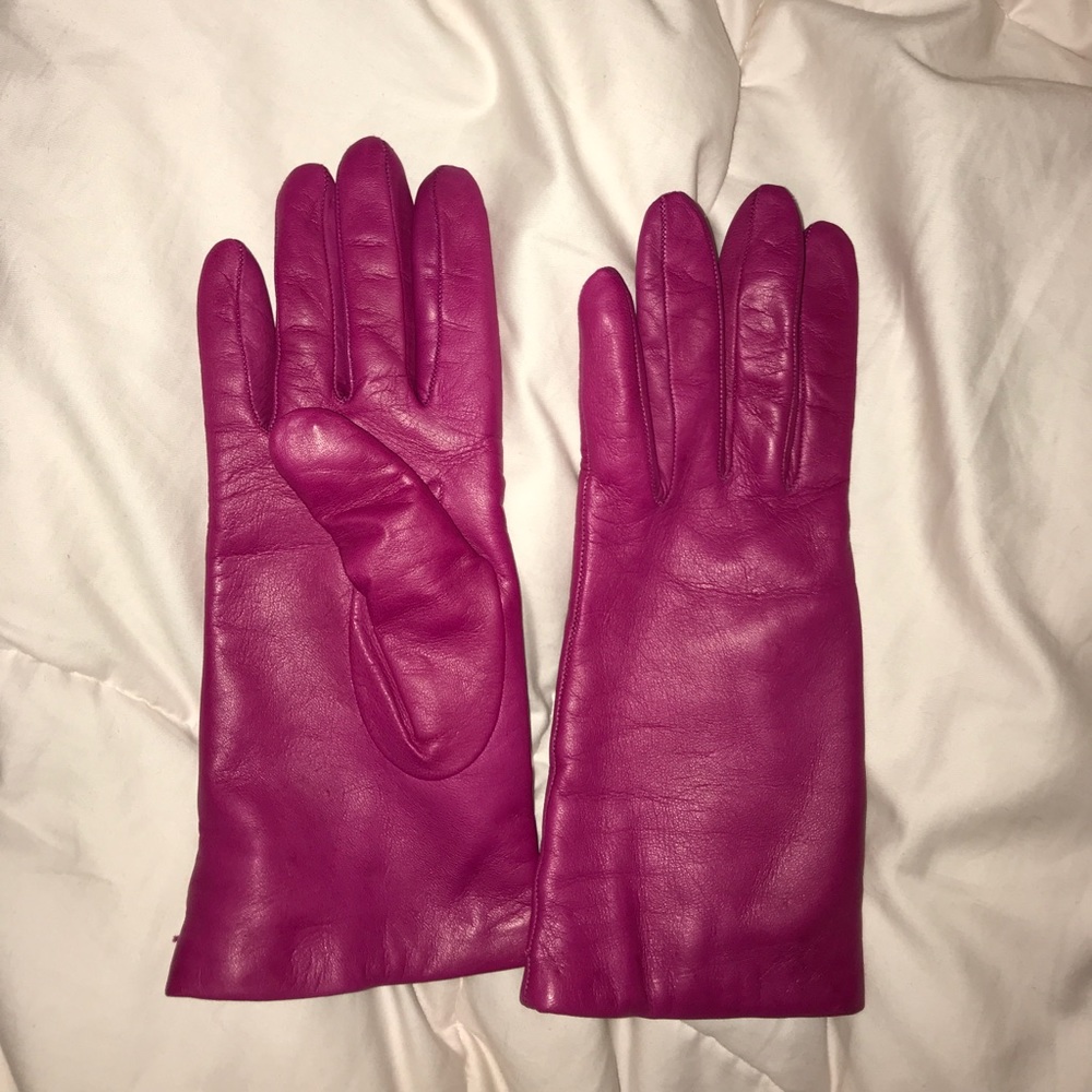 Portolano Women's Pink Leather Gloves Size 6 1/2