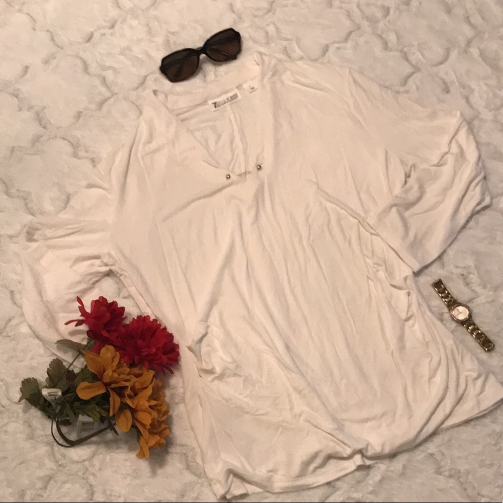 White Blouse with gold detail!