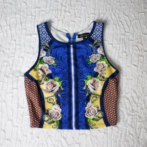 Floral crop top with zipper