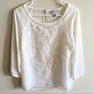 H&M white embroidered blouse