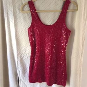 EXPRESS red sequin holiday tank top.