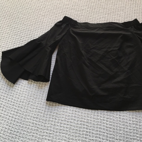 Jennifer Lopez Poplin Off-the-Shoulder Top Black - Picture 3 of 8