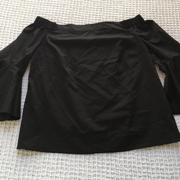 Jennifer Lopez Poplin Off-the-Shoulder Top Black - Picture 4 of 8