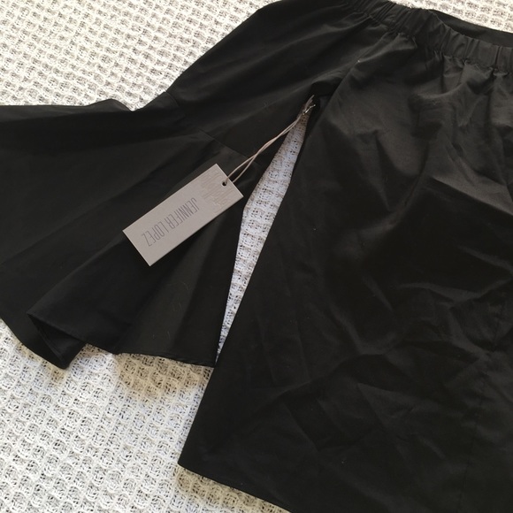 Jennifer Lopez Poplin Off-the-Shoulder Top Black - Picture 7 of 8