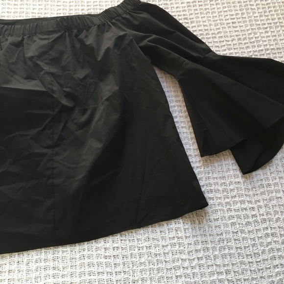 Jennifer Lopez Poplin Off-the-Shoulder Top Black - Picture 8 of 8