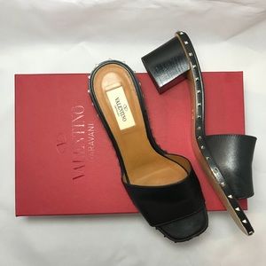 Authentic Valentino Rockstud Leather Slides