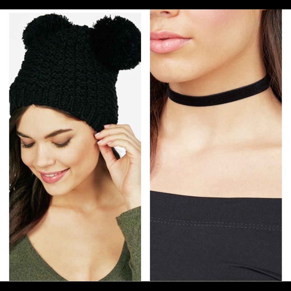Double Pom beanie and choker