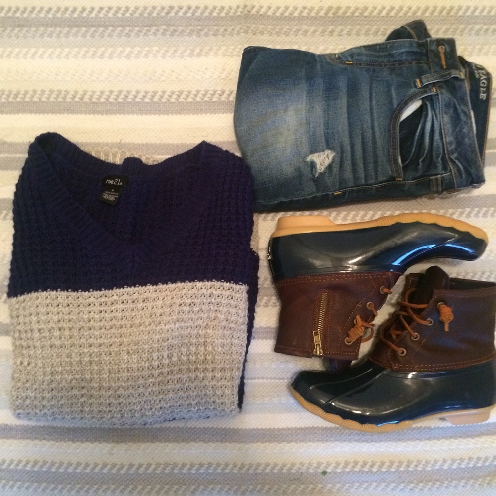 MOVING SALE Colorblock Chunky Knit Sweater