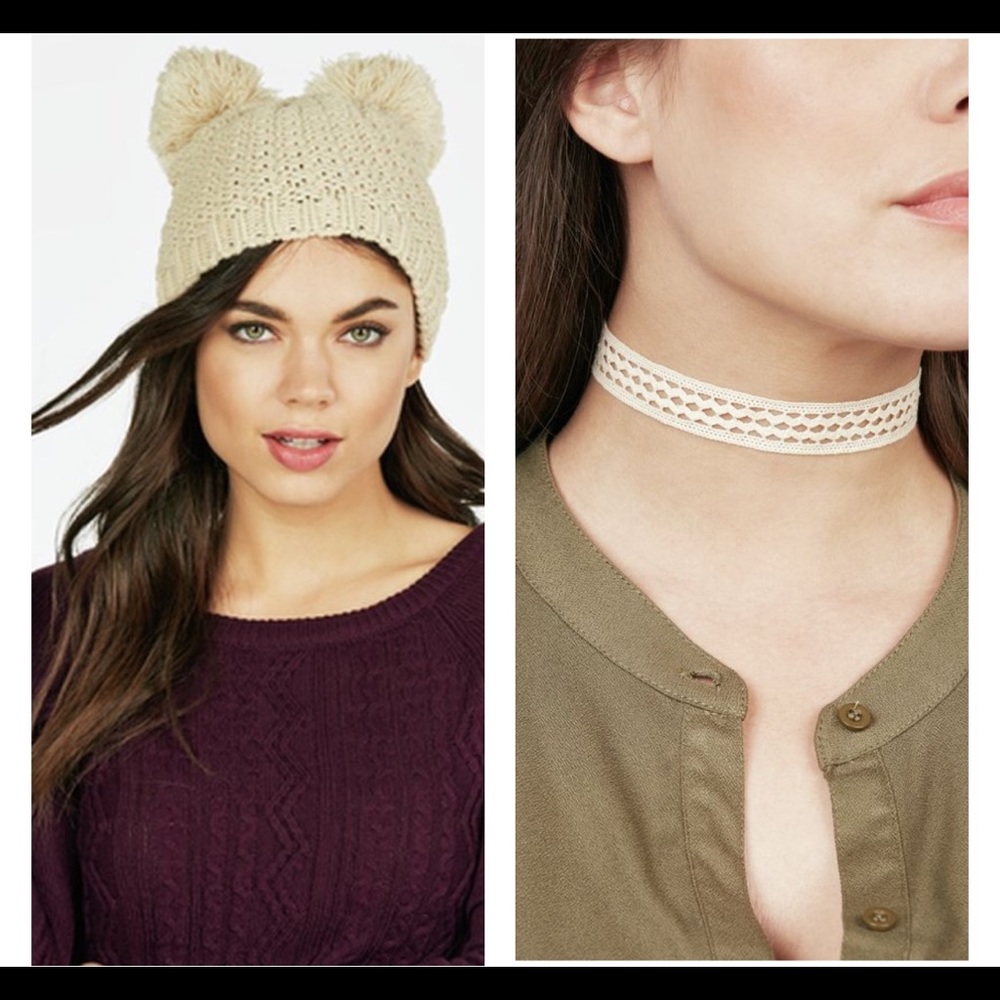 Double Pom beanie and choker