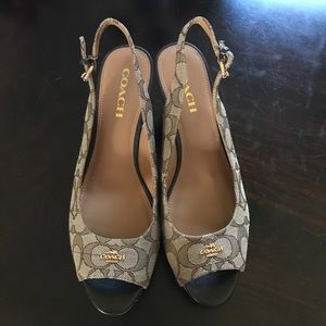 Coach 3 1/2” Open Toe Wedges