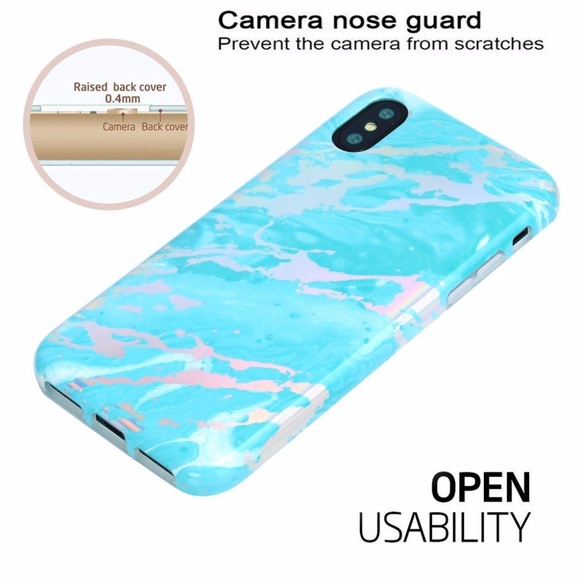 iPhone X Holo Mint Marble Case - Picture 2 of 4