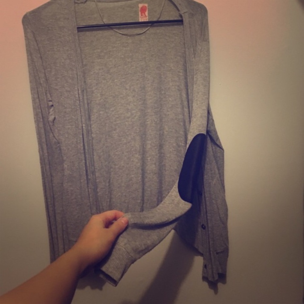 Zara grey cardigan with black elbow pads