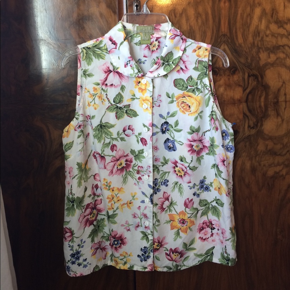 Vintage Floral Sleeveless Blouse