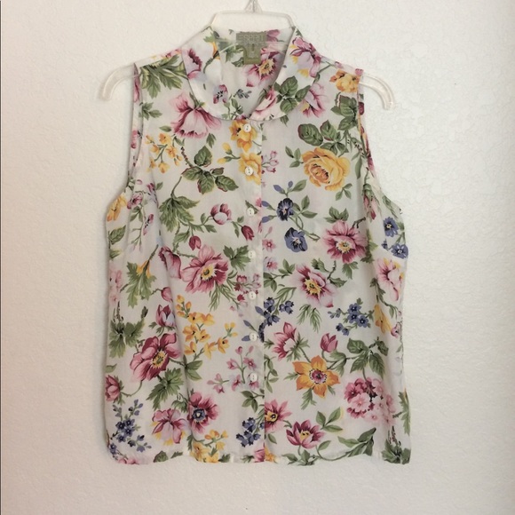 Vintage Floral Sleeveless Blouse - Picture 2 of 4