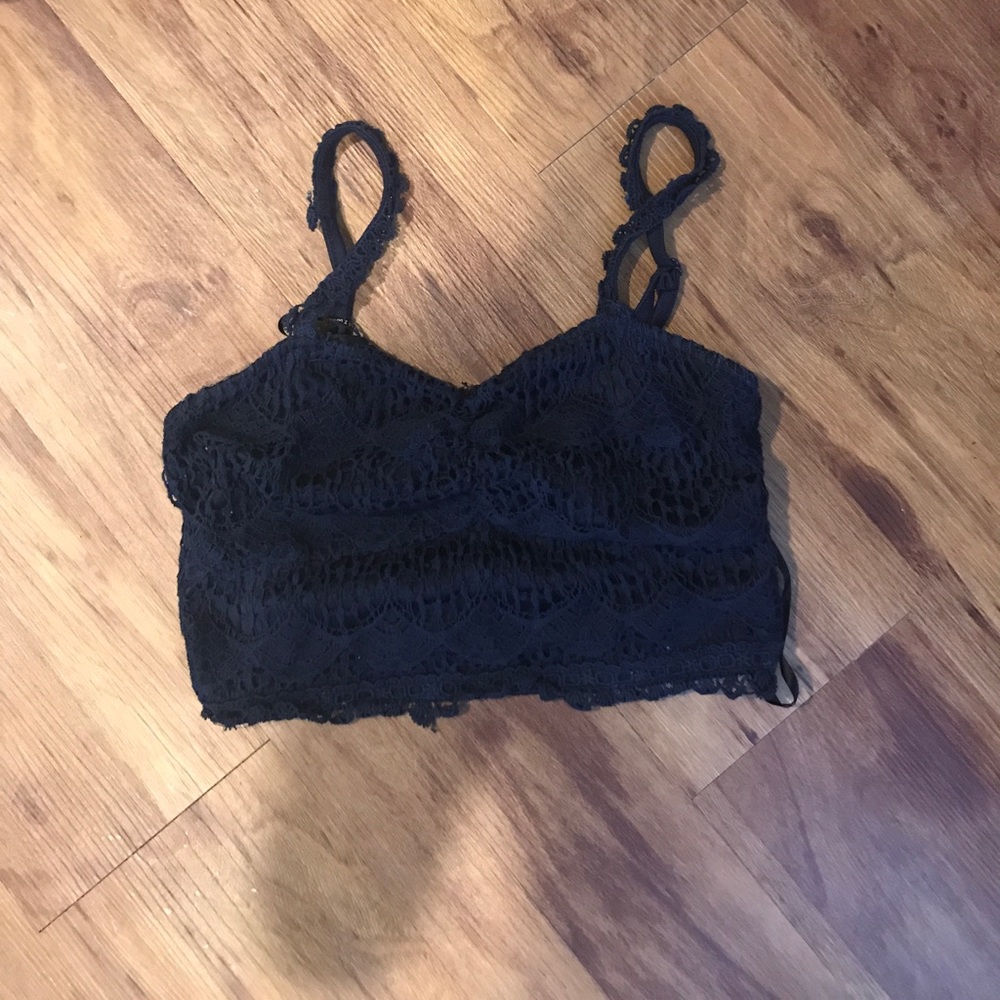 Blue lace crop top