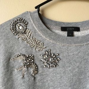 J crew grey sweater with jewels size small
