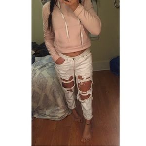 Baby Pink Cropped Sweatshirt