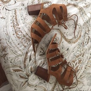 Marc Fisher suede Ghillie sandals in original box