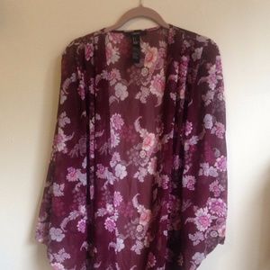 Maroon Floral Kimono