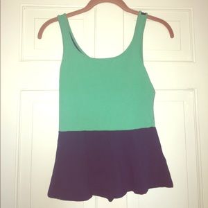 Express Blue/Green peplum top, Size XS