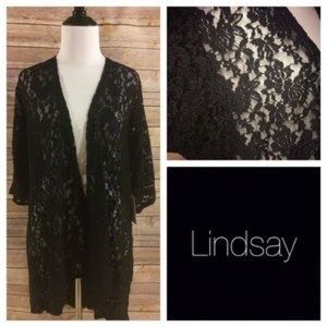 Black Lace Lularoe Lindsey - Sz L
