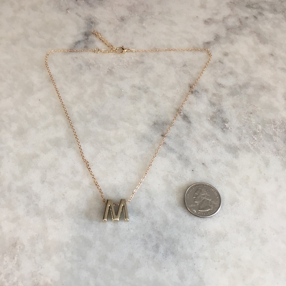 "Zelda" Letter M Gold Monogram Inital Necklace - Picture 2 of 3
