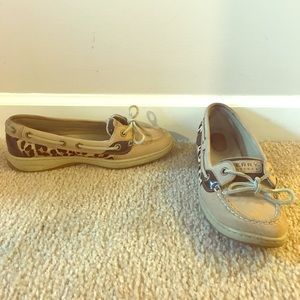 Sperrys with cheetah print on the side