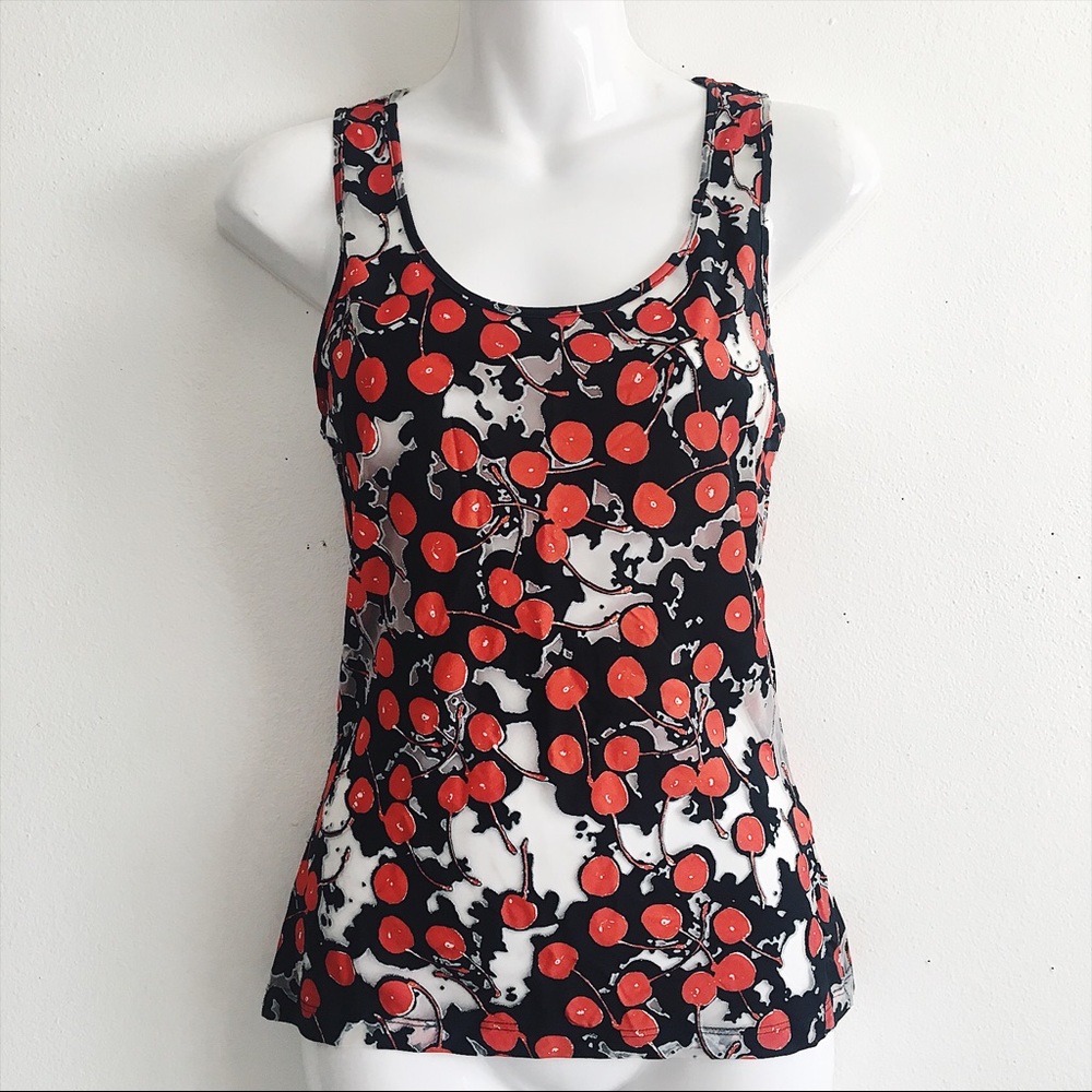 Alexander McQueen Retro SemiSheer Cherry Print Top