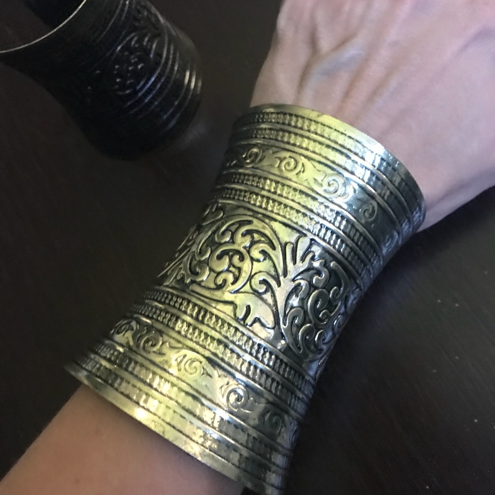 Gold tribal boho cuff bracelet